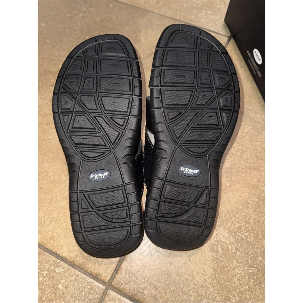 Dr. Scholl's Gordon Men's Leather Slide Sandals Memory Foam Cool Fit Black Size8